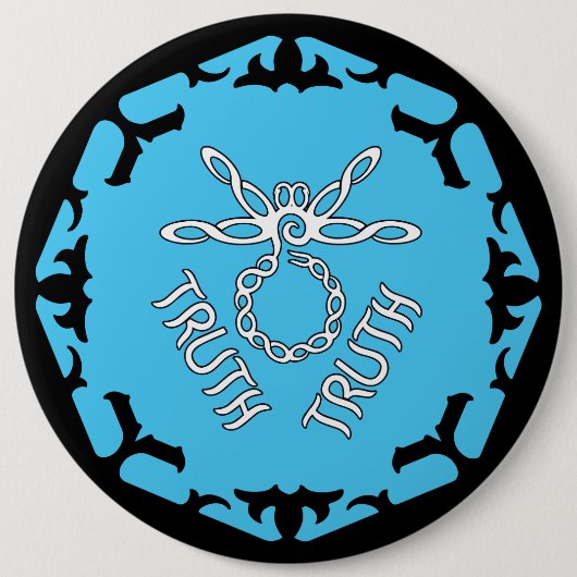 Badge Rond 15,2 Cm Bleu Throat Chakra "Vérité" libellule (Devant)