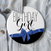 Badge Rond 15,2 Cm Blue Ribbon Bow Anniversaire fille (En situation)