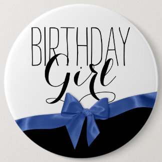 Badge Rond 15,2 Cm Blue Ribbon Bow Anniversaire fille