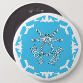 Badge Rond 15,2 Cm Blue Throat Chakra "Truth" Dragonfly White BG (Devant & derrière)