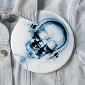 Badge Rond 15,2 Cm Blue X-Ray Vision Music Skeleton Skull (En situation)
