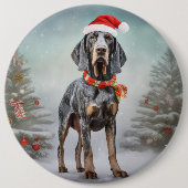 Badge Rond 15,2 Cm Bluetick Coonhound Dog en Noël de neige (Devant)