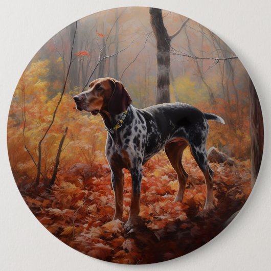 Badge Rond 15,2 Cm Bluetick Coonhound en automne Leaves automne Inspi (Devant)