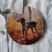 Badge Rond 15,2 Cm Bluetick Coonhound en automne Leaves automne Inspi (En situation)