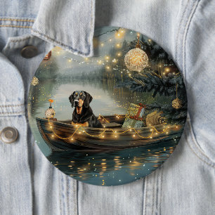 Badge Rond 15,2 Cm Bluetick Coonhound Noël Festive Voyage