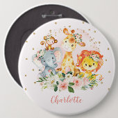 Badge Rond 15,2 Cm Blush Rose Wild One Jungle Fête Anniversaire Faveu (Devant & derrière)