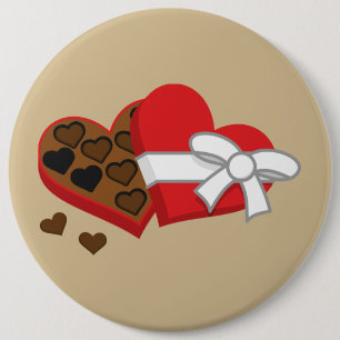 Badge Rond 15,2 Cm Boîte à cadeaux au chocolat au coeur - Saint-Valen