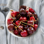 Badge Rond 15,2 Cm bol de cerises (En situation)