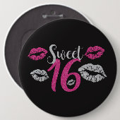 Badge Rond 15,2 Cm Bonbon ÉNORME 16 à fille d'anniversaire (Devant & derrière)