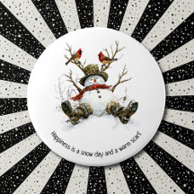 Bonhomme de neige avec cardinaux