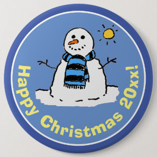 Badge Rond 15,2 Cm Bonhomme de neige de style cartoon à Noël