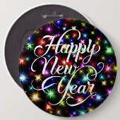 Badge Rond 15,2 Cm Bonne année avec Arrière - plan Fireworks-23756 (Devant & derrière)