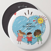 Badge Rond 15,2 Cm Bonne Journée des enfants (Devant & derrière)