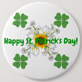 Badge Rond 15,2 Cm Bonne Saint Patrick ! Clover avec Calla (Devant)