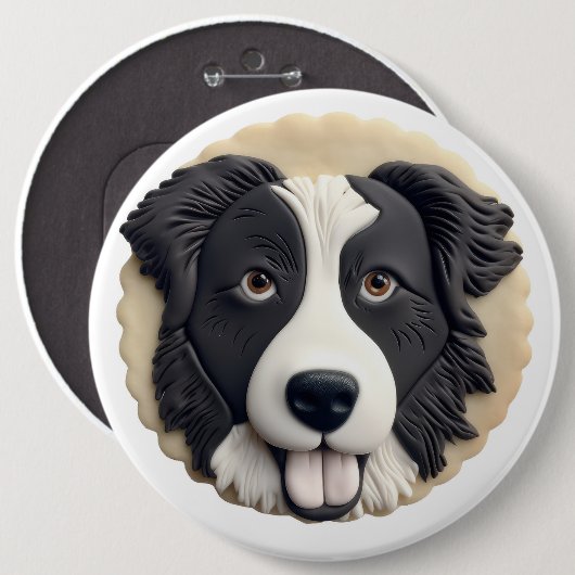 Badge Rond 15,2 Cm Bordure Collie Chien 3D inspiré (Devant & derrière)