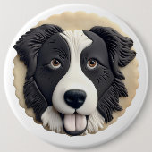 Badge Rond 15,2 Cm Bordure Collie Chien 3D inspiré (Devant)