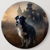 Badge Rond 15,2 Cm Bordure Collie Halloween effroi (Devant)