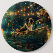 Badge Rond 15,2 Cm Bordure Collie Noël Festive Voyage (Devant)