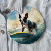 Badge Rond 15,2 Cm Boston Terrier Beach Surfing Peinture (En situation)