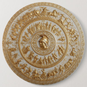 Badge Rond 15,2 Cm Bouclier d'Achille en porcelaine de style antique