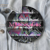 Badge Rond 15,2 Cm Bouquet Techno Bouton (En situation)