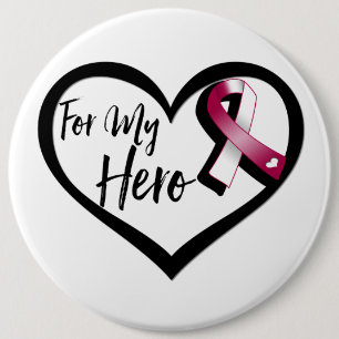 Badge Rond 15,2 Cm Bourgogne et ruban blanc de conscience pour mon
