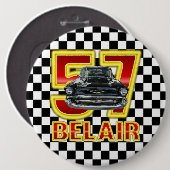 Badge Rond 15,2 Cm Bouton 1957 de Bel Air de Chevy (Devant & derrière)