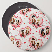 BADGE ROND 15,2 CM BOUTON ANIME JOUR DE VALENTINE (Devant & derrière)