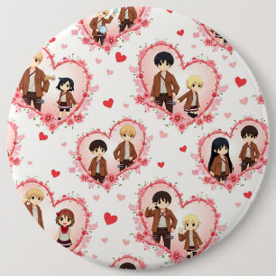 BADGE ROND 15,2 CM BOUTON ANIME JOUR DE VALENTINE