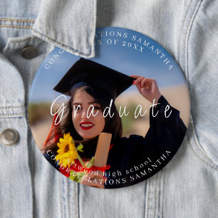 Badge Rond 15,2 Cm Bouton Arrondi du texte de la photo de graduation
