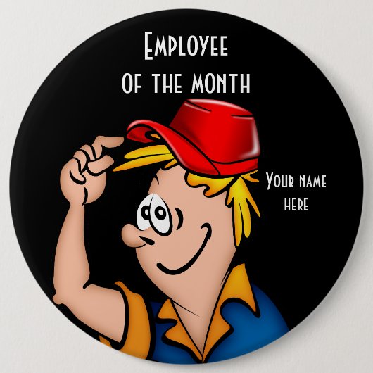 Badge Rond 15,2 Cm Bouton Arrondi Employé Du Mois M (Devant)