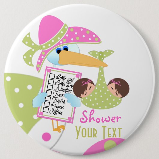 Badge Rond 15,2 Cm Bouton baby shower jumeaux (Devant)