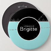 Badge Rond 15,2 Cm Bouton bleu et noir (Devant & derrière)