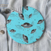 Badge Rond 15,2 Cm Bouton bleu UFO (En situation)