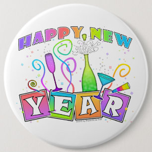 Badge Rond 15,2 Cm Bouton - BONNE ANNÉE