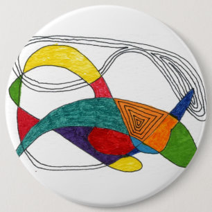 Badge Rond 15,2 Cm Bouton "Boomerangs" Art Abstrait