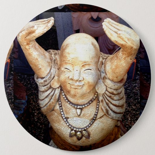 Badge Rond 15,2 Cm bouton bouddha souriant (Devant)