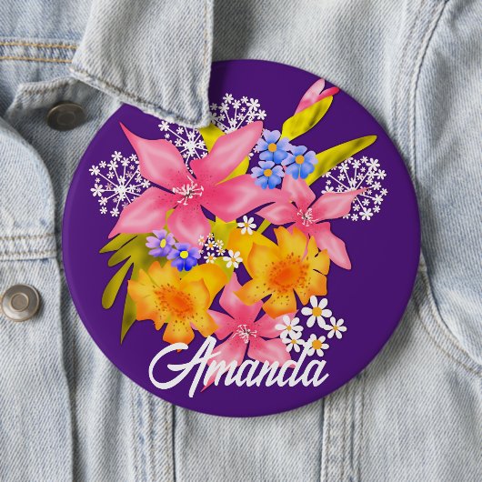 Badge Rond 15,2 Cm Bouton Bouquet printemps (En situation)