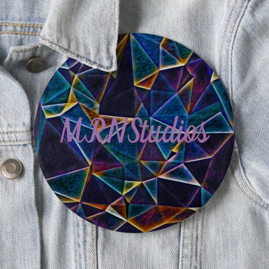 Badge Rond 15,2 Cm Bouton Bulles cassées (En situation)