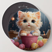 Badge Rond 15,2 Cm Bouton Chat mignon (Devant & derrière)