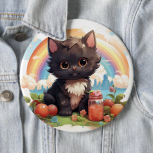 Badge Rond 15,2 Cm Bouton Chat noir mignon