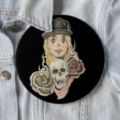 Badge Rond 15,2 Cm Bouton chicano d'art (En situation)