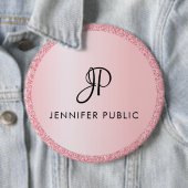 Badge Rond 15,2 Cm Bouton colossal Personnalisé Monogramme Rose Or (En situation)