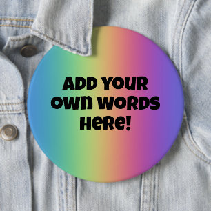 Badge Rond 15,2 Cm Bouton Couleur Mots Personnalisés
