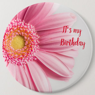 Badge Rond 15,2 Cm Bouton d'anniversaire de tournesol rose
