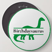 Badge Rond 15,2 Cm Bouton d'anniversaire du dinosaure vert (Devant & derrière)
