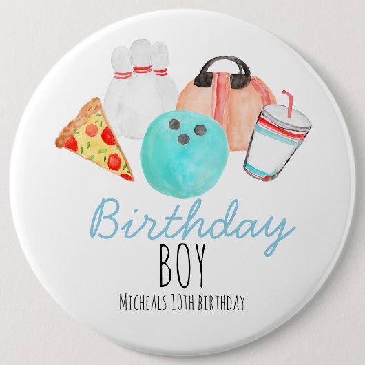 Badge Rond 15,2 Cm Bouton d'anniversaire pour enfant de Bowling (Devant)