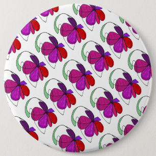 Badge Rond 15,2 Cm Bouton d'art Abstrait "Flower Dance Tiled Motif"