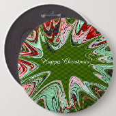 Badge Rond 15,2 Cm Bouton d'art de Noël heureux (Devant & derrière)