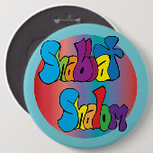Badge Rond 15,2 Cm Bouton d'art hippie Shabbat Shalom (Devant & derrière)
